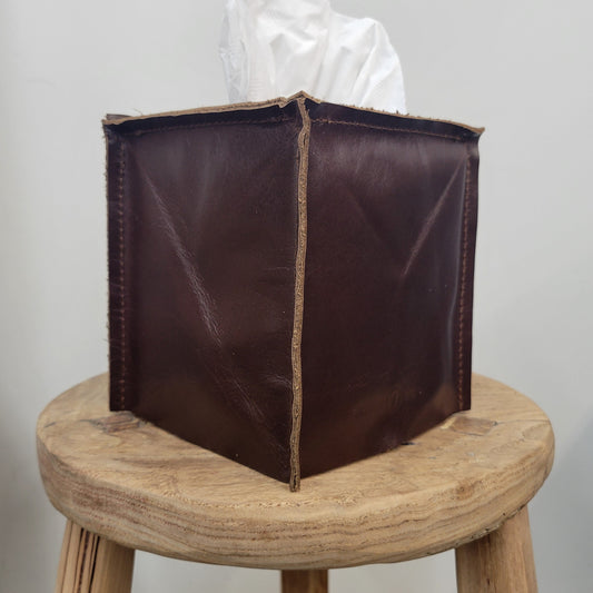 Brown Shiny Leather Single Tissue Box Cover