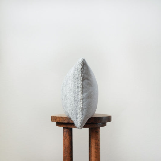 Grey and White Alpaca Bouclé Lumbar Pillow 12x20