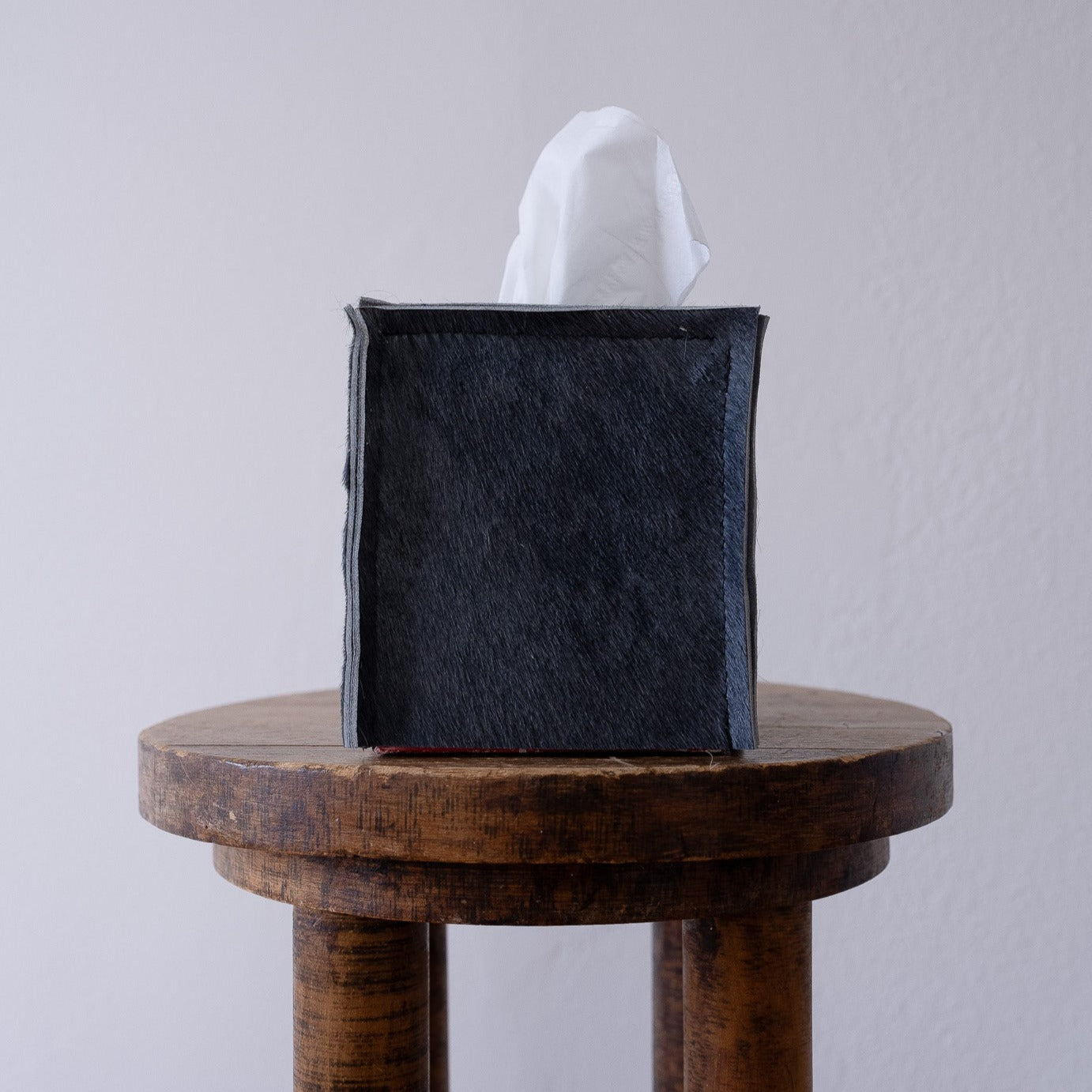 Steel Grey Hair-On-Hide Leather Single Tissue Box Cover