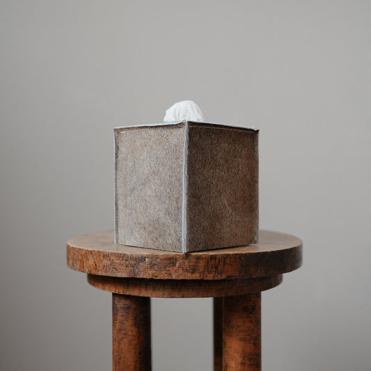 Truffle Brown Hair-On-Hide Leather Single Tissue Box Cover