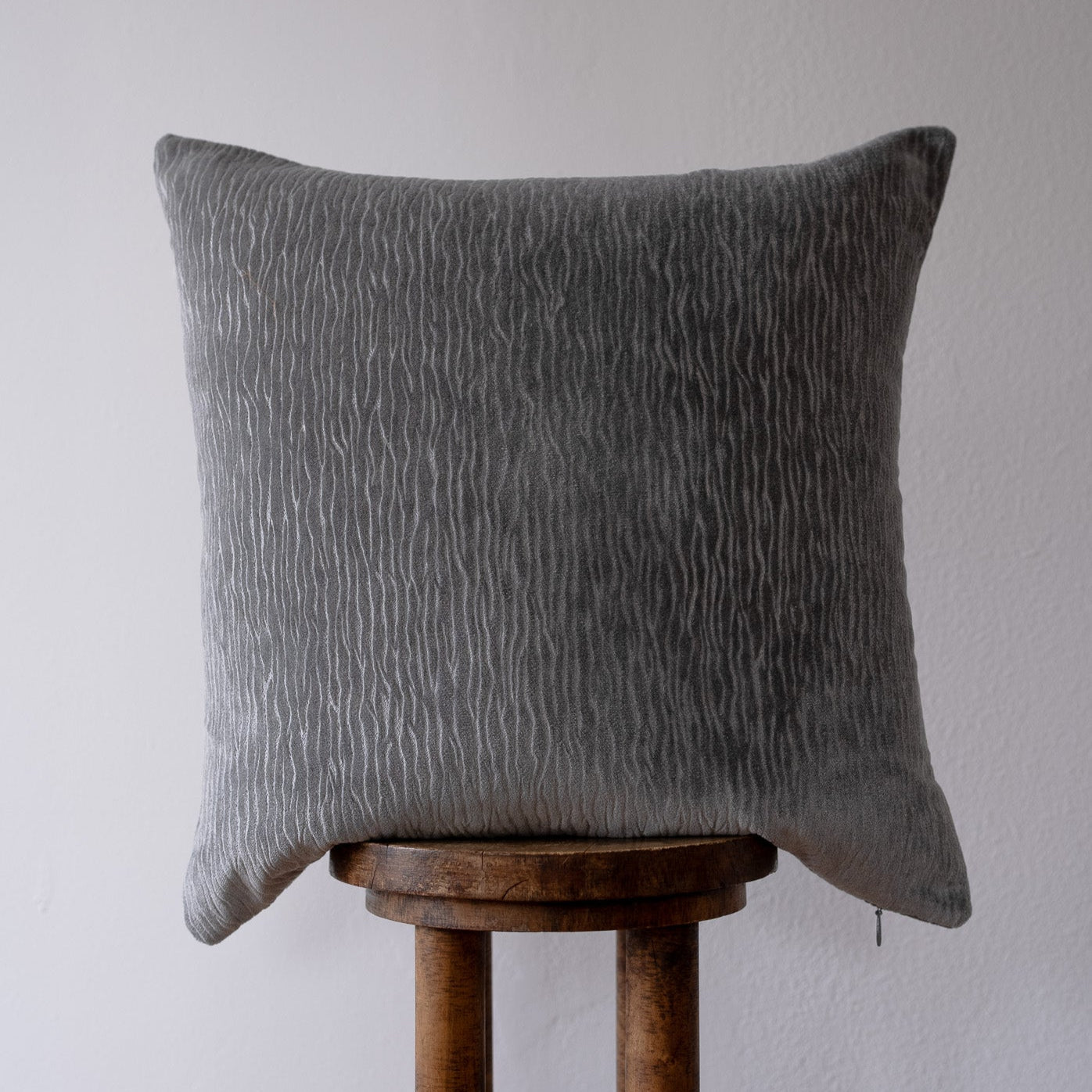 Grey Blue River Ripples Velvet Pillow 22x22