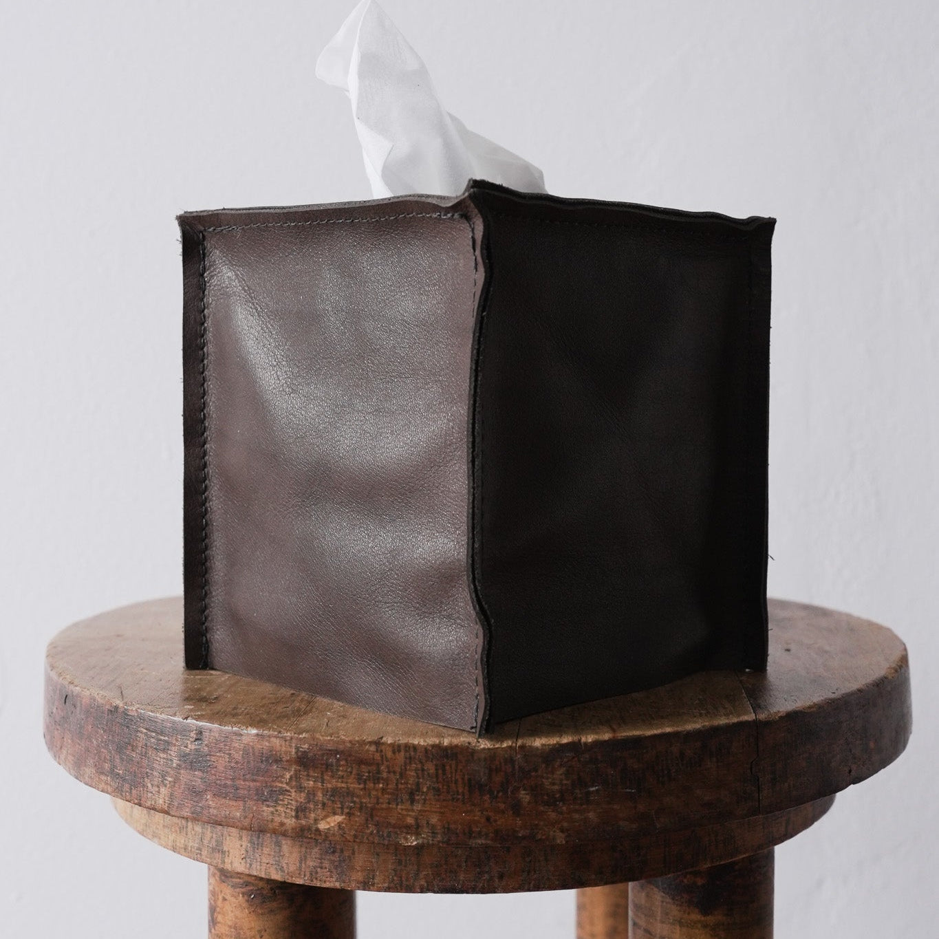 Dark Brown Leather Single Tissue Box Cover