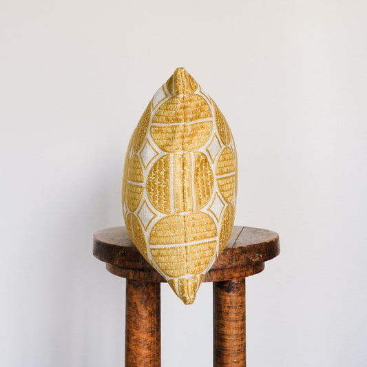 Natural Linen with Embroidered Golden Circles 12x20
