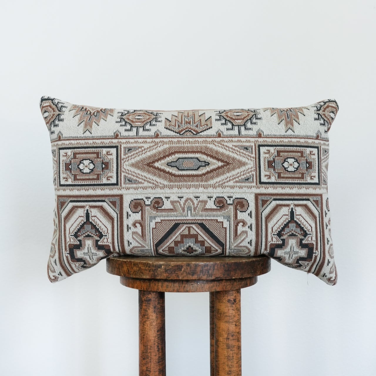 Cream, Taupe & Navy Southwest Tribal Print Lumbar 14x22