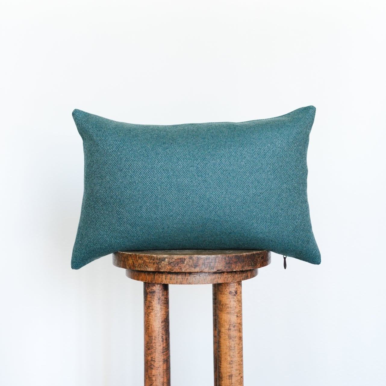 Turquoise Woven Wool Lumbar Pillow 12x19