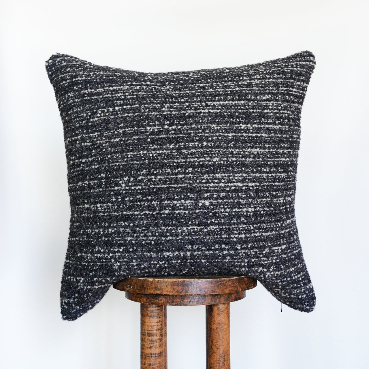 Black, Charcoal & Ivory Nubby Wool Striations Pillow 24x24