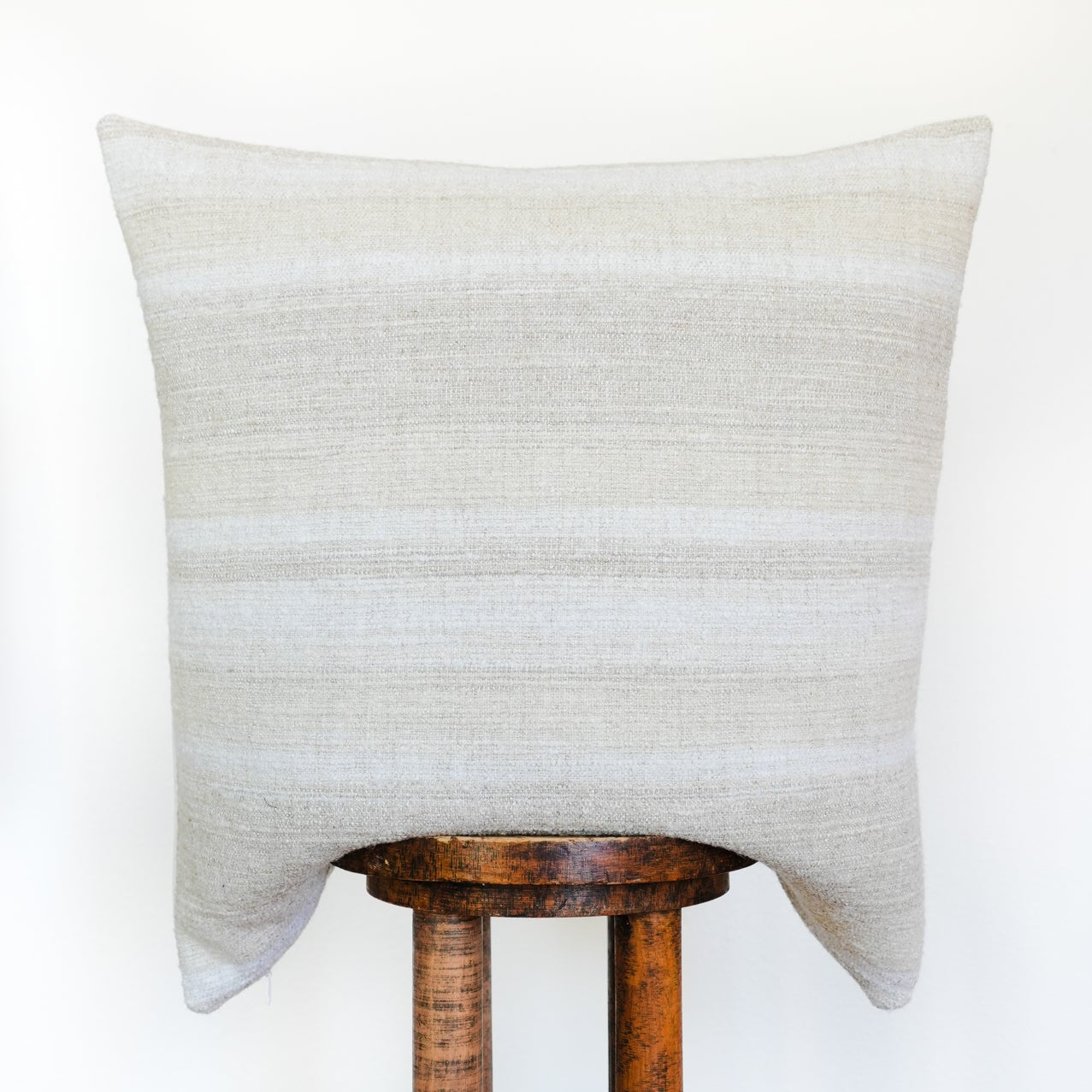 Set of 3 Ivory, Cream, & Taupe Woven Striped Linen Pillow 26x26