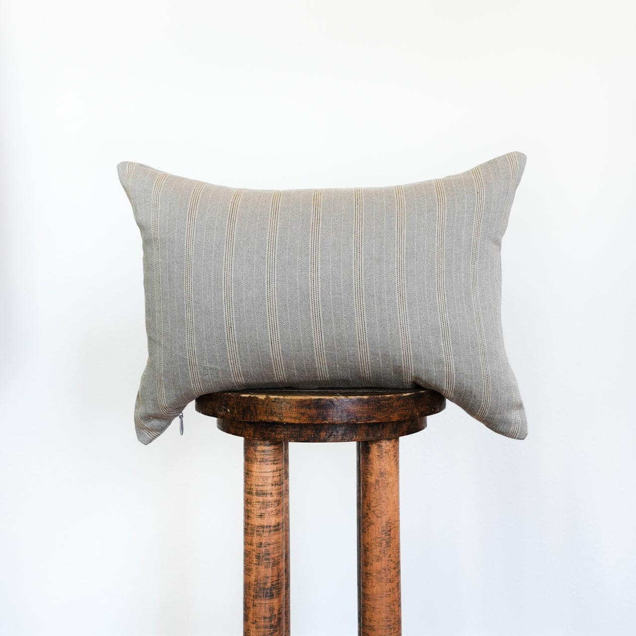 Beige and Cream Linen Stripe Lumbar Pillow 14x20