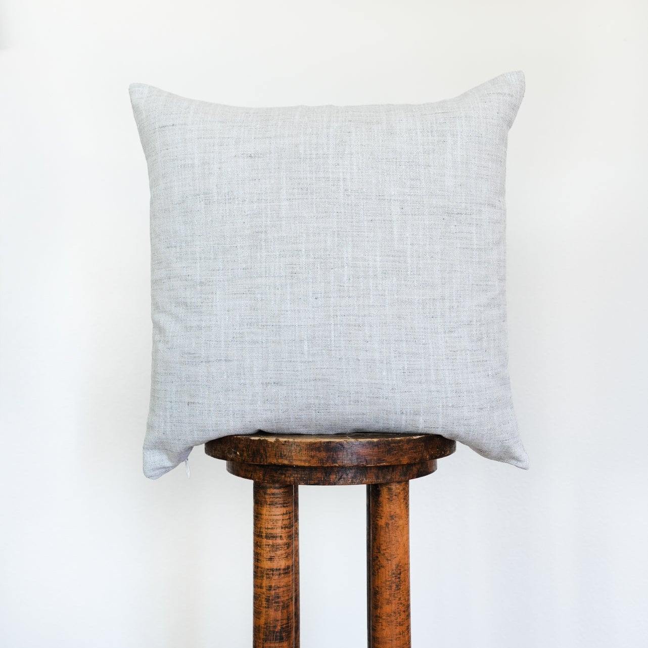 Grey & White Tweed Linen Pillow 20x20