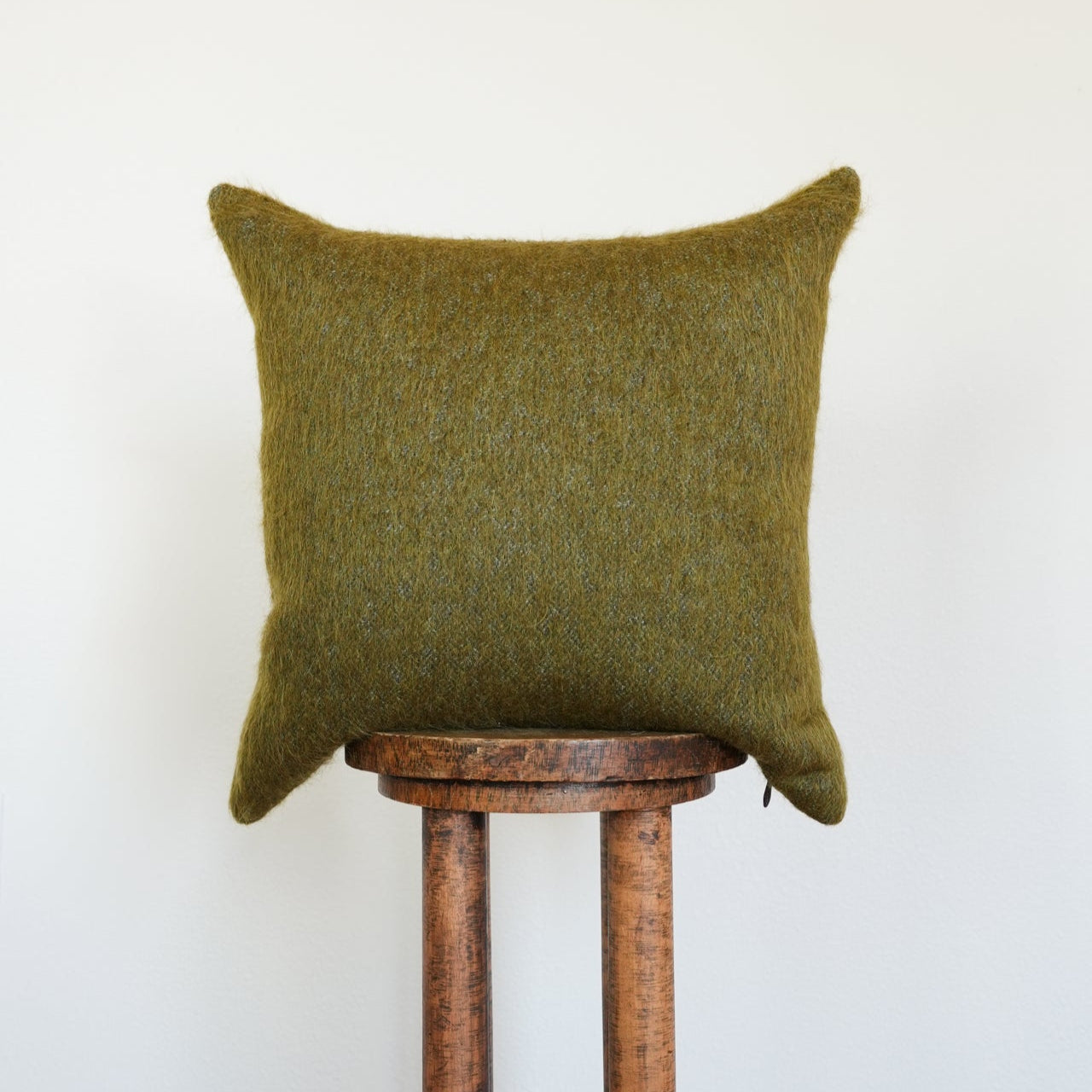 Long Olive Green Wool Woven with Grey Pillow 20x20