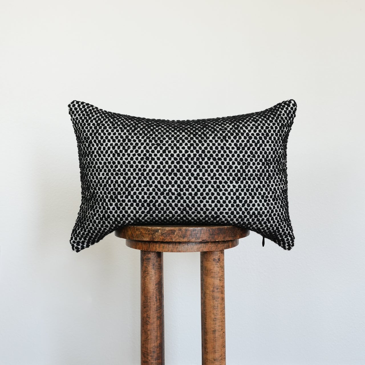 Woven Black Dots with White Lumbar Pillow 13x20