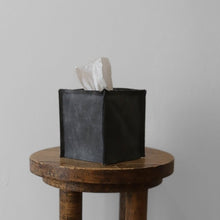 Load image into Gallery viewer, Pebbled Grey Leather Single Tissue Box Cover
