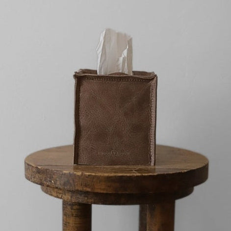 Cappuccino Brown Leather Single Tissue Box Cover