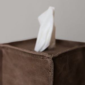 Cappuccino Brown Leather Single Tissue Box Cover