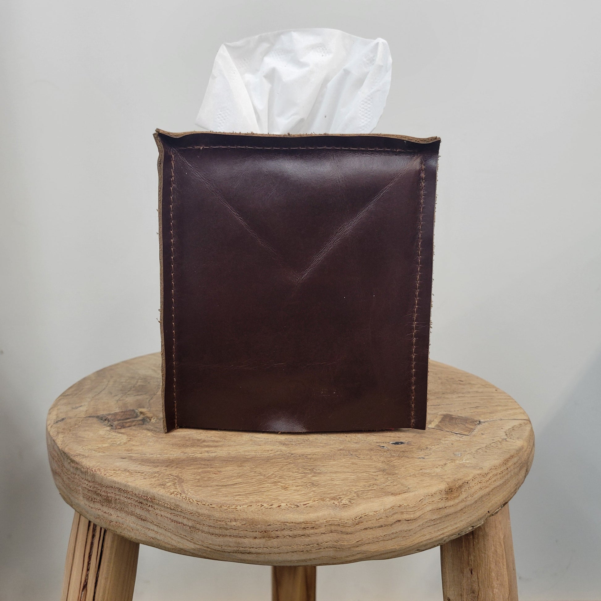 Brown Shiny Leather Single Tissue Box Cover