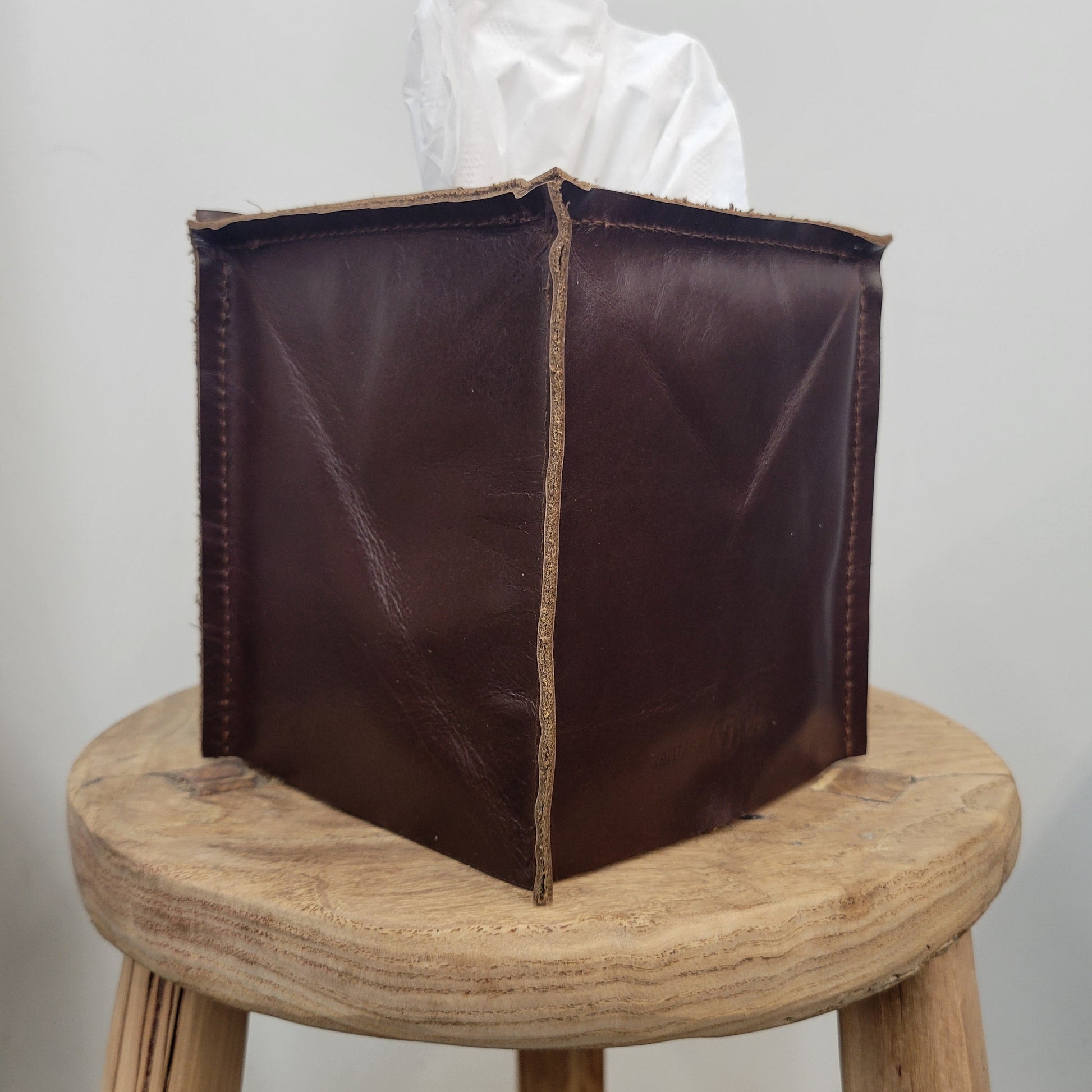 Brown Shiny Leather Single Tissue Box Cover