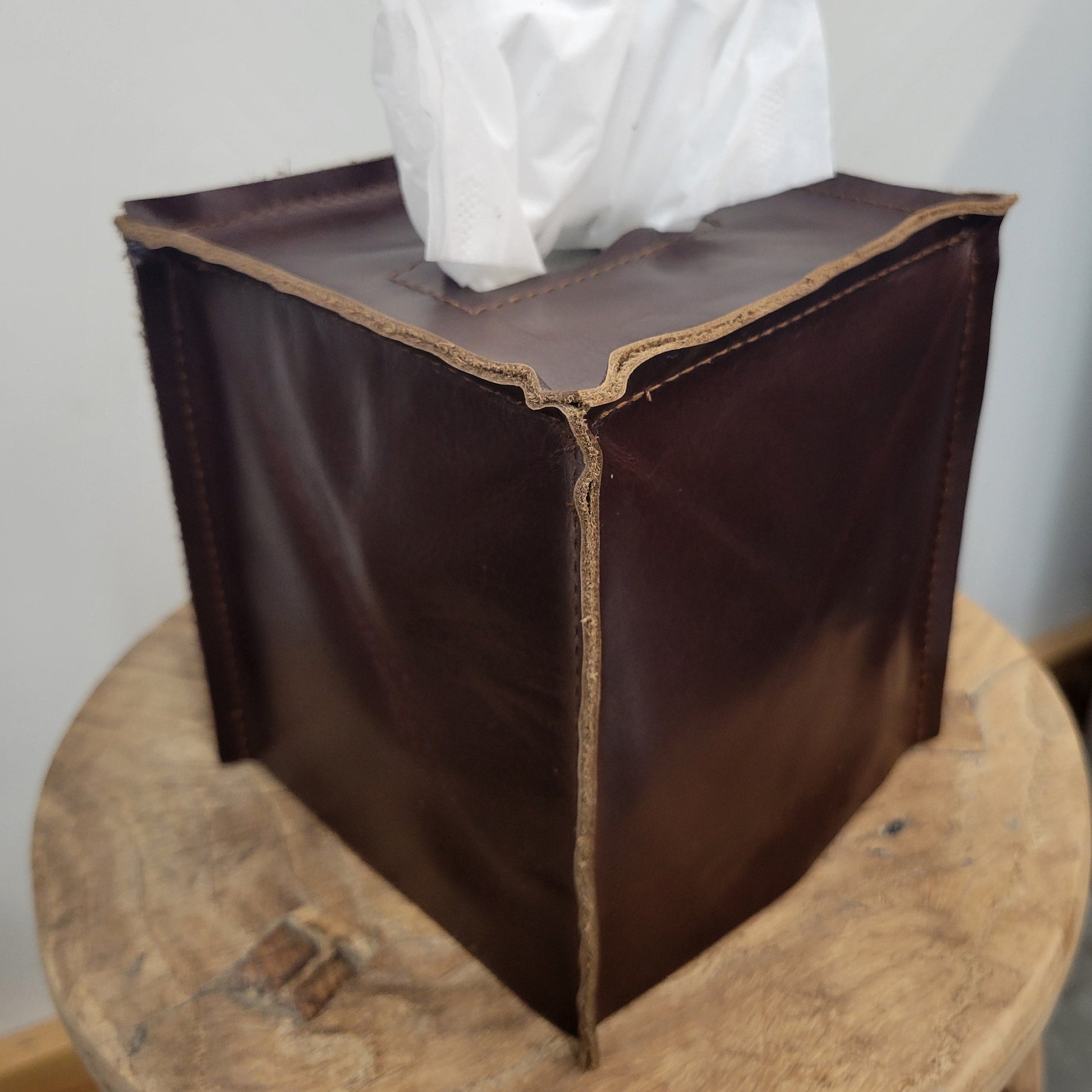 Brown Shiny Leather Single Tissue Box Cover
