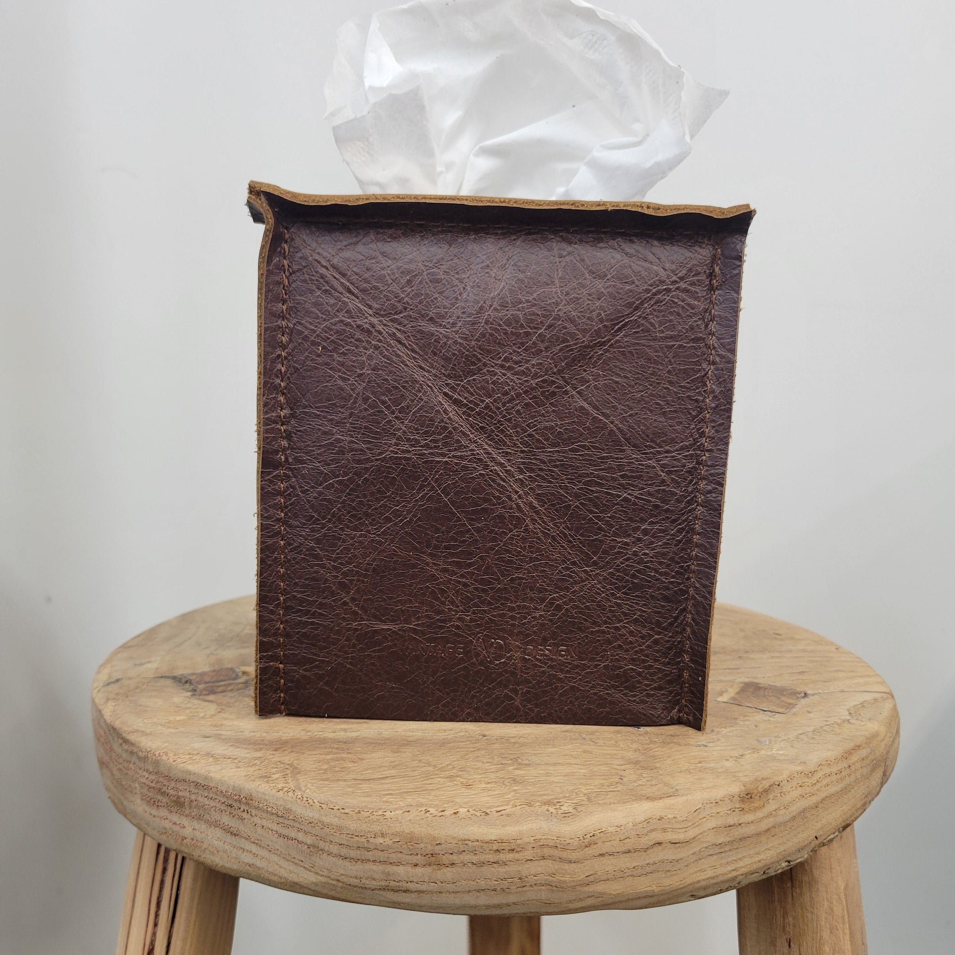 Pebble Brown Leather Single Tissue Box Cover
