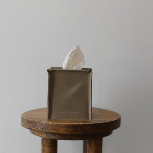 Mushroom Silver Brown Leather Single Tissue Box Cover