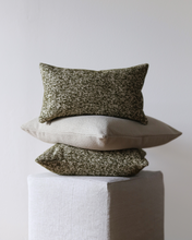 Load image into Gallery viewer, Cream Jute with Woven Olive Green Wool Lumbar Pillow 14x20
