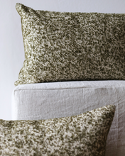 Load image into Gallery viewer, Cream Jute with Woven Olive Green Wool Lumbar Pillow 14x20
