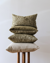 Load image into Gallery viewer, Cream Jute with Woven Olive Green Wool Lumbar Pillow 12x20
