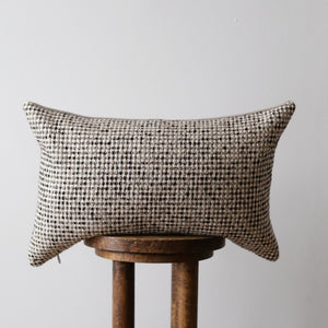 Black, White and Beige Wool Woven Lumbar Pillow 14x22