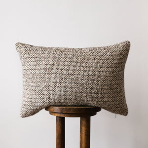 Cream & Brown Woven Curly Wool Lumbar Pillow 16x24