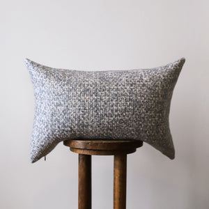 Off White, Grey Blue & Brown Wool Lumbar Pillow 16x24