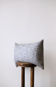 Off White, Grey Blue & Brown Wool Lumbar Pillow 16x24