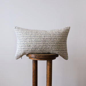 Grey & Cream Woven Wool Lumbar Pillow 12x20