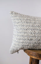 Load image into Gallery viewer, Grey &amp; Cream Woven Wool Lumbar Pillow 12x20
