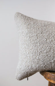 Grey Nubby Wool on Linen Lumbar Pillow 14x22