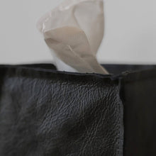 Load image into Gallery viewer, Pebbled Grey Leather Single Tissue Box Cover
