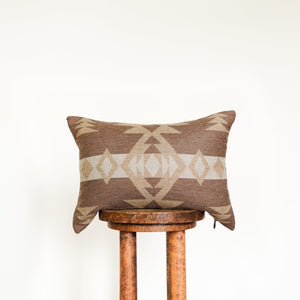 Brown & Beige Wool with Aztec Pattern Lumbar Pillow 14x20