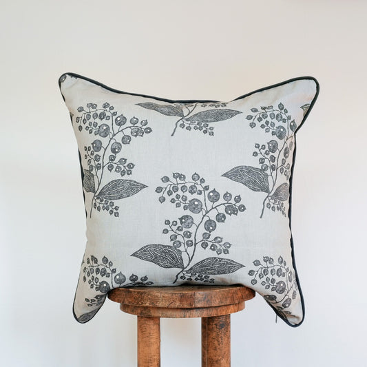 Chateau Grey Berries with Suede Welt Pillow 22x22
