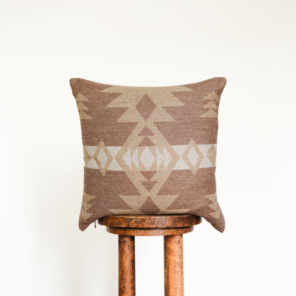 Brown & Beige Wool with Aztec Pattern Pillow 18x18