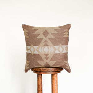 Brown & Beige Wool with Aztec Pattern Pillow 18x18
