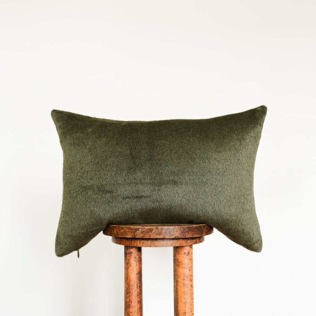 Forest Green Alpaca Lumbar Pillow 16x24