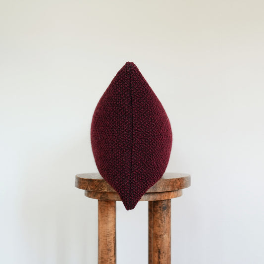 Burgundy Nubby Wool Lumbar Pillow 12x20