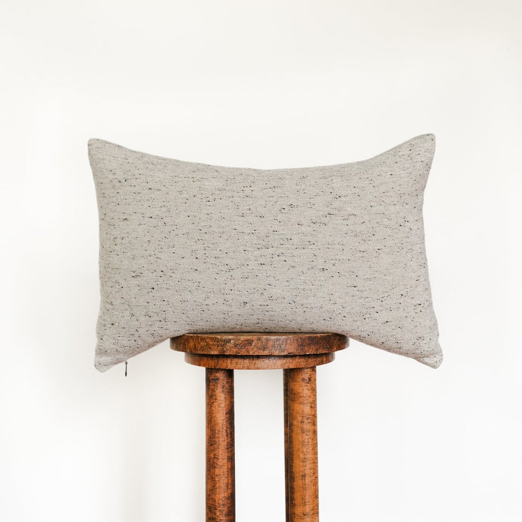 Heather Grey Wool with Black & Rust Flecking Pillow 16x24