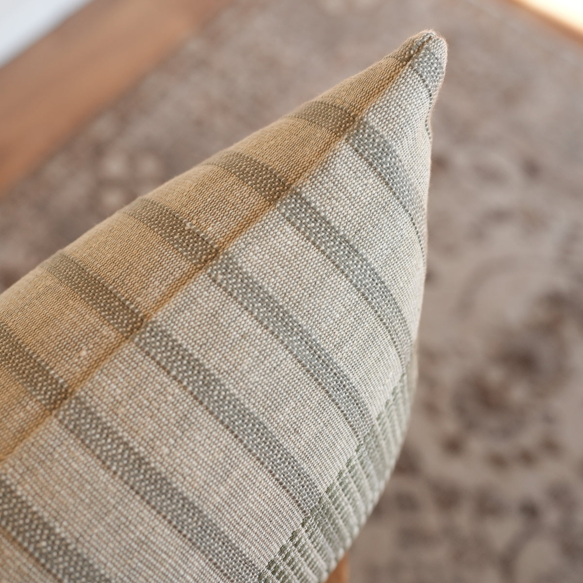 Sage Green & Cream Woven Pattern Lumbar Pillow 12x20