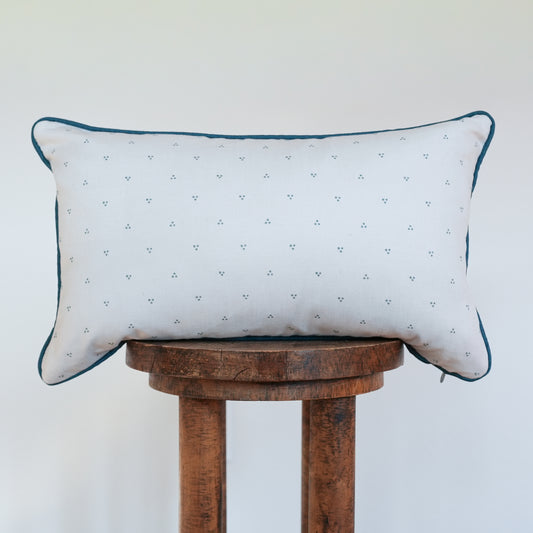 Cream and Turquoise Triangle Dots with Welt Pillow 12x20