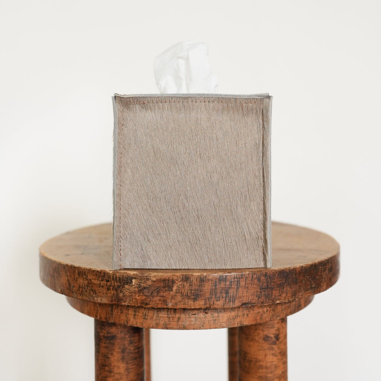 Warm Caramelized Taupe Hair-On-Hide Tissue Box Cover
