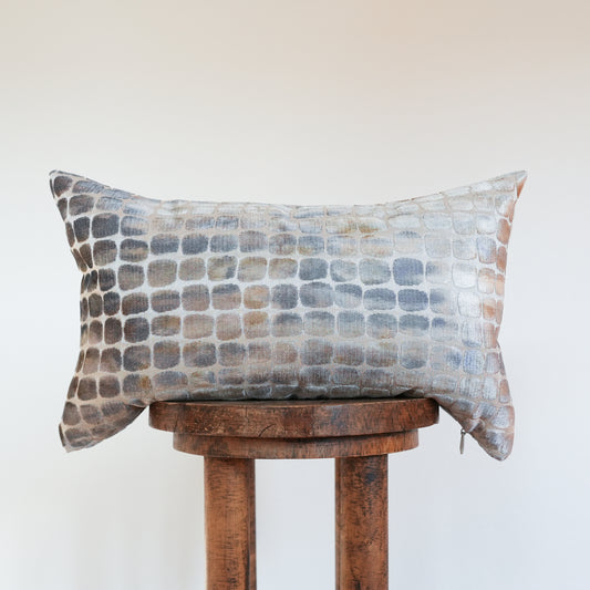 Blue and Green "Dot" Jacquard Velvet Lumbar Pillow 12x20