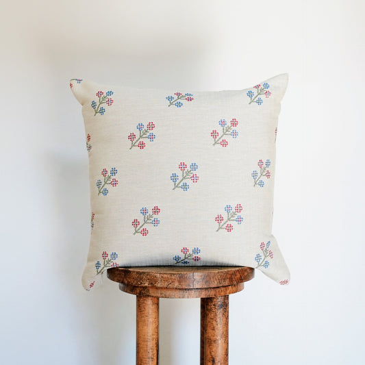 Tapestry Woven Diagonal Spring Flower Pillow 18x18
