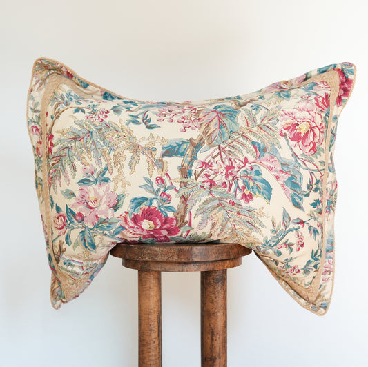 Vintage Floral RL with Braided Jute Trim Pillow Set of 2 - 20x26