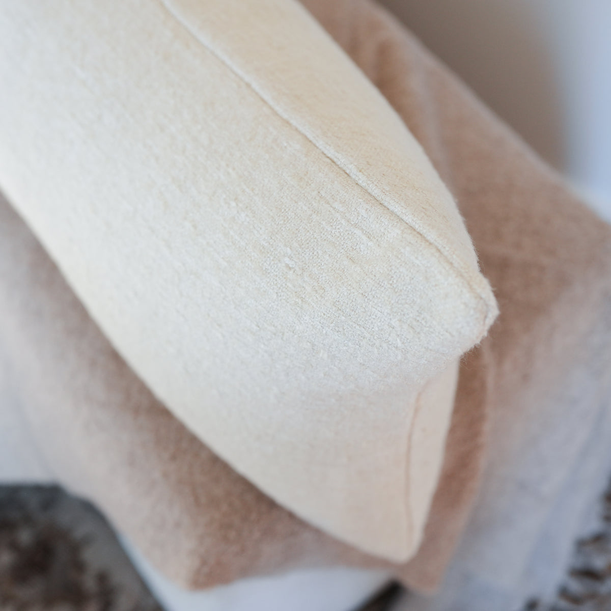 Butter Cloud Wool with Pleats Lumbar Pillow 16x48