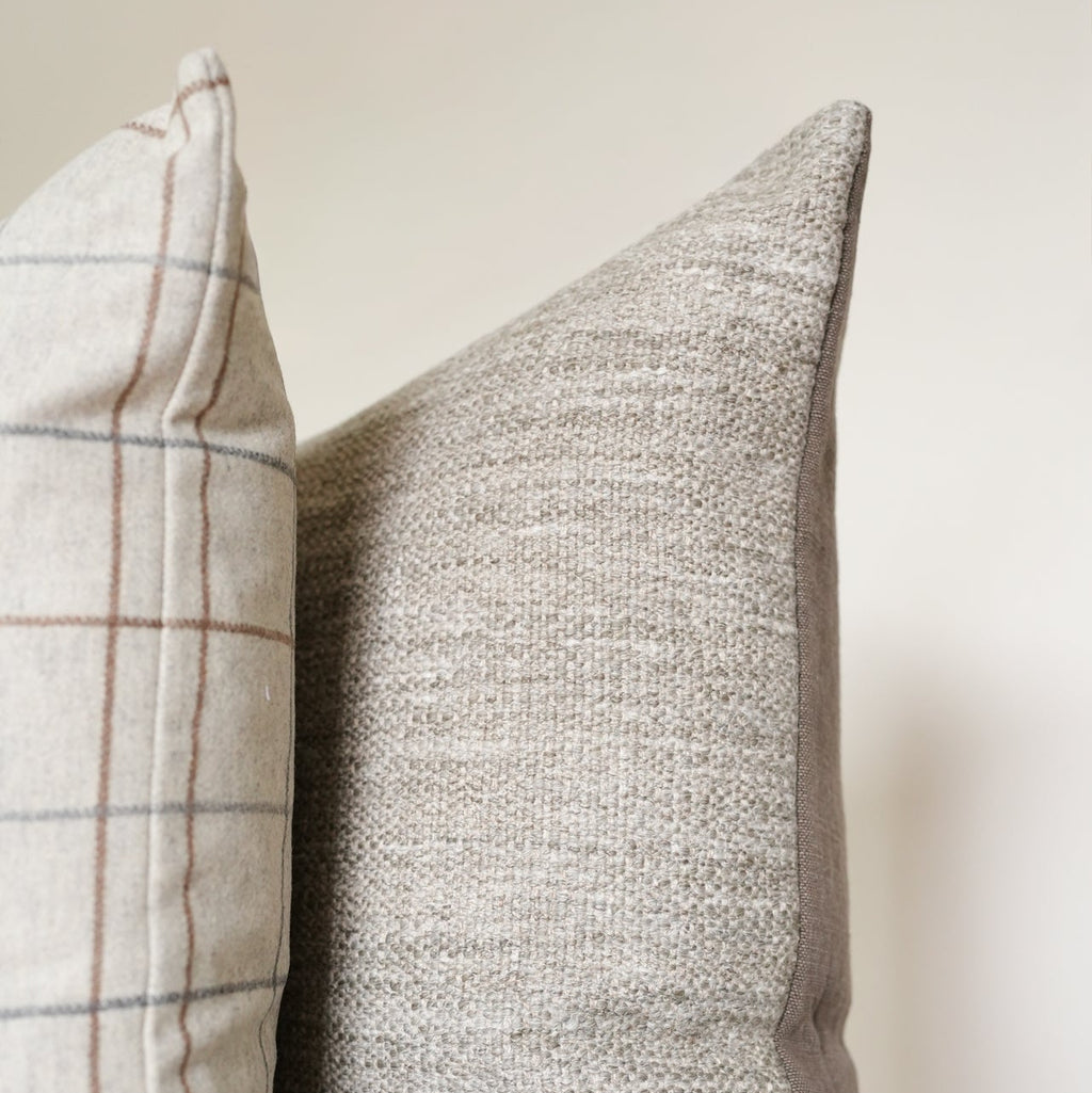 Warm Grey Nubby Linen Pillow 24x24