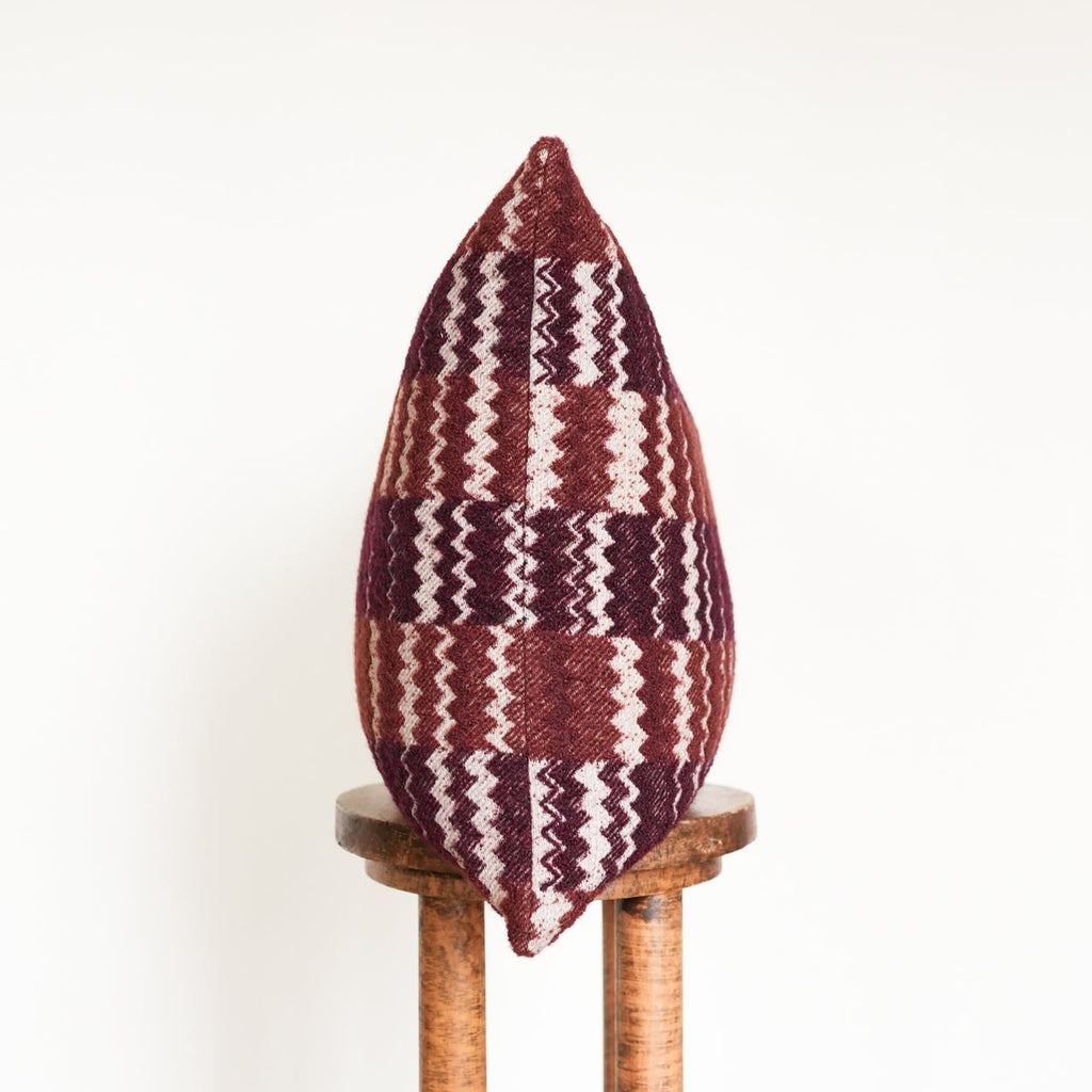 Burgundy & Rust Wool with Cream Zig Zags Pillow 20x20